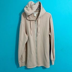 H&M Soft Pink Oversized Zip-Up Hoodie